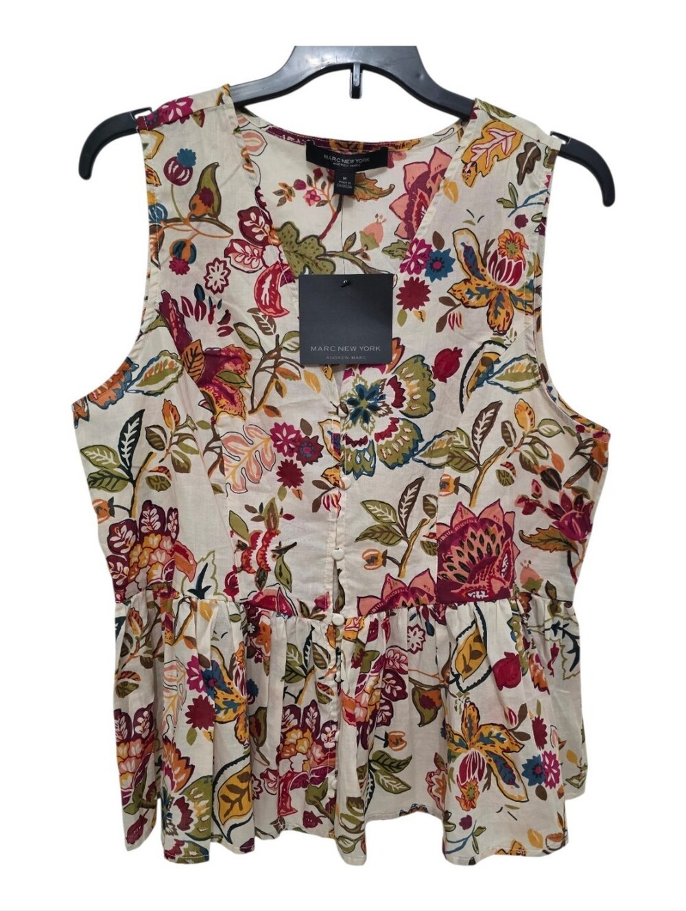 Marc New York Women's Sleeveless Peplum Floral Top Size Mediun